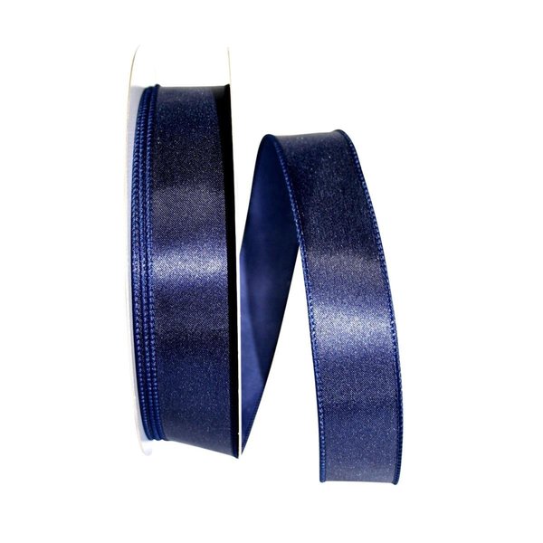 Reliant Ribbon Satin Value Wired Edge Ribbon Navy 1.5 in. x 50 yards 92575W-055-09K